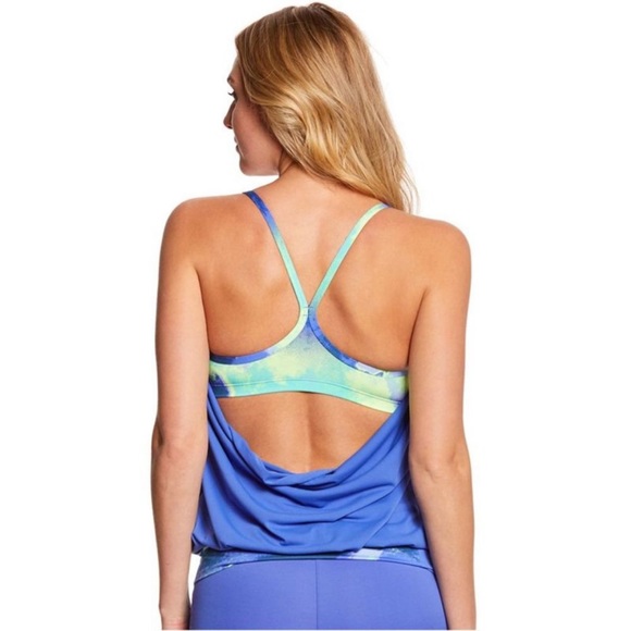 Nike Blue Cascade Drape-Back Active Tankini Top - Picture 2 of 6